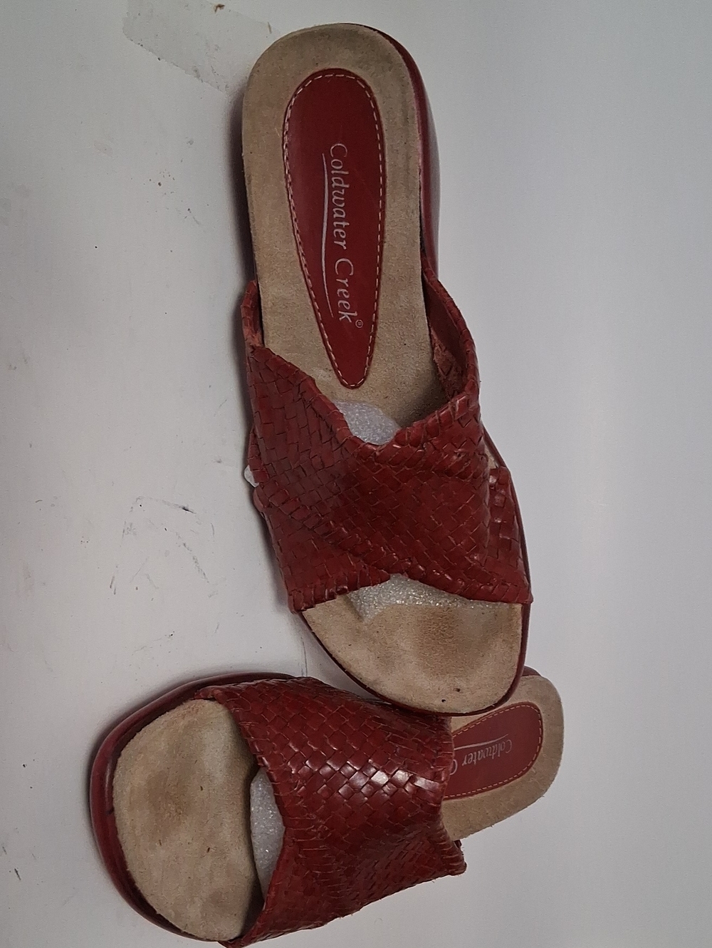 Coldwater Creek Women's Woven Red Slip-On Mules